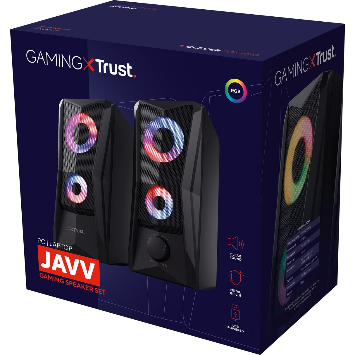 Trust GXT 606 JAVV RGB Illuminated 2.0 højttalersæt pc-højttaler (sort)