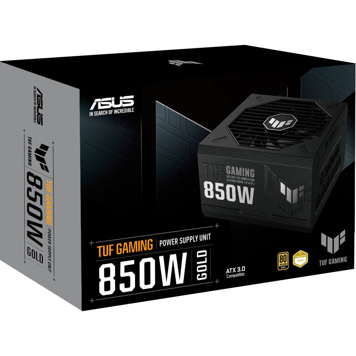 Asus tuf gaming gold modulær 850 watt strømforsyning (sort, 1x 12v-2x6, 3x pcie)