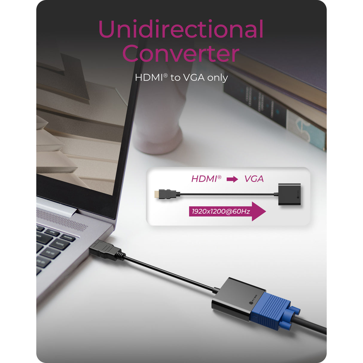 Icy box ib-ac502a hdmi til vga adapter (sort)