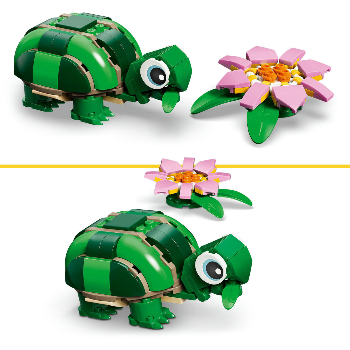 Lego ® creator 3-i-1 skildpadde med åkande - legetøjsmodel - omdannes til en kamæleon eller frø - 31377