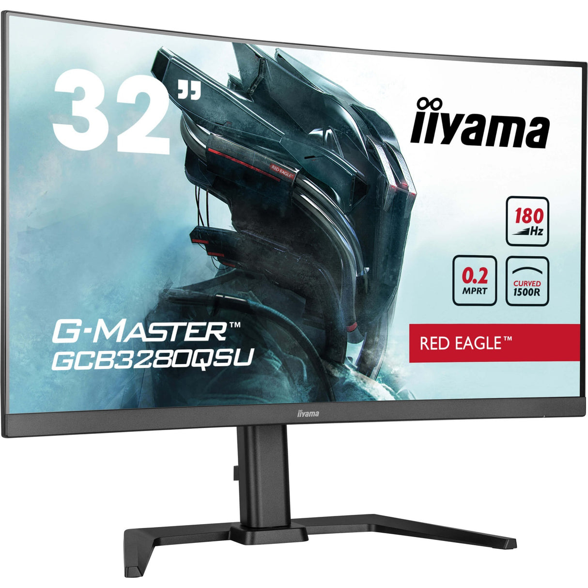 Iiyama G-Master Red Eagle GCB3280QSU-B2 31.5 buet gaming-skærm (sort, 2x HDMI, skærmport, 2x USB-A, USB-B, 180 Hz)