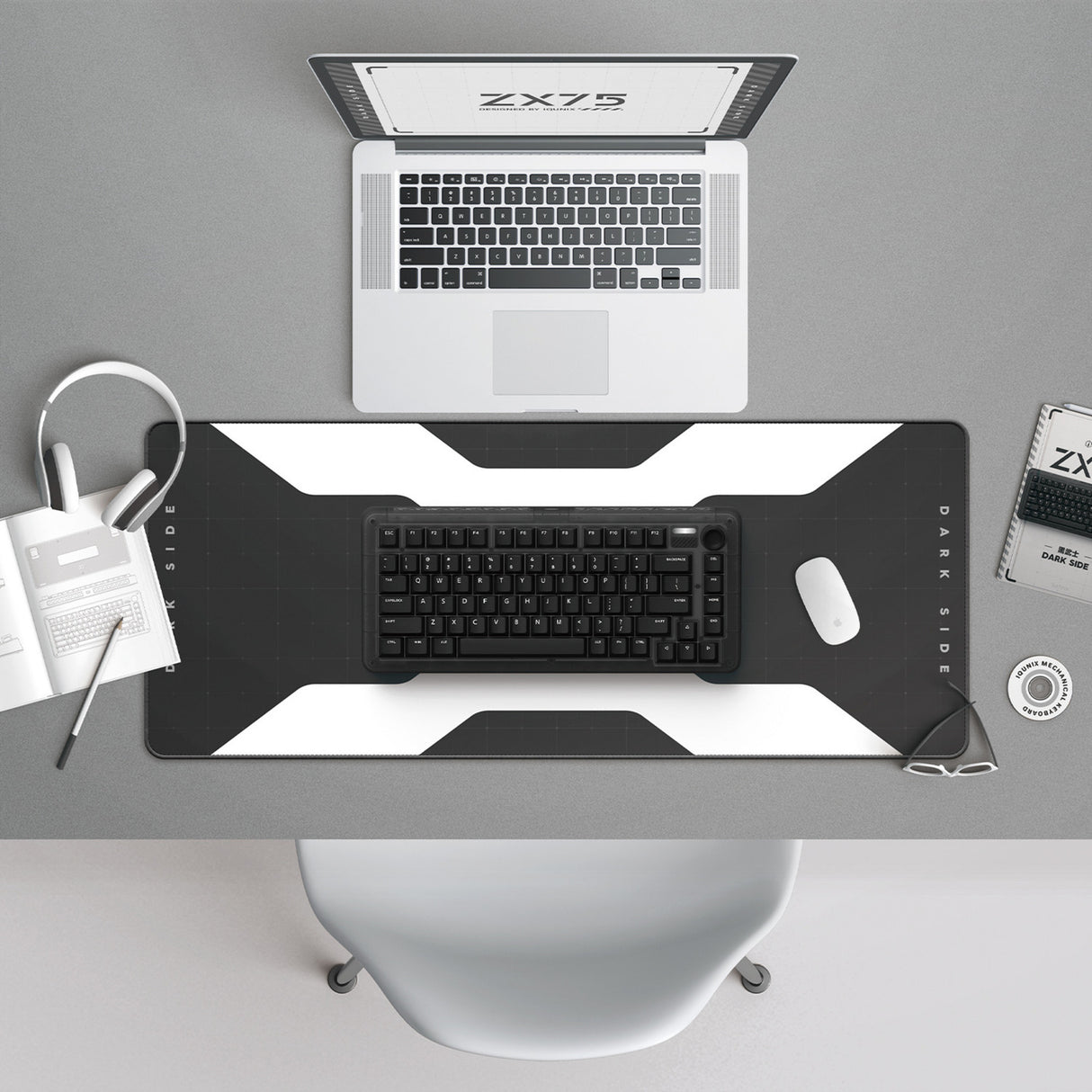 Iqunix zx75 dark side trådløst mekanisk tastatur (sort, us layout (qwerty), gateron rød, 75%, rgb lysdioder, hot-swappable, double-shot pbt, 2,4ghz | bluetooth 5.1 | usb-c)