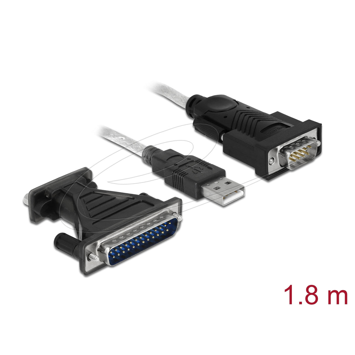 Delock-adapter USB 2.0 type-a > 1 x seriel db9 rs-232 + adapter db25 (1,8 meter)
