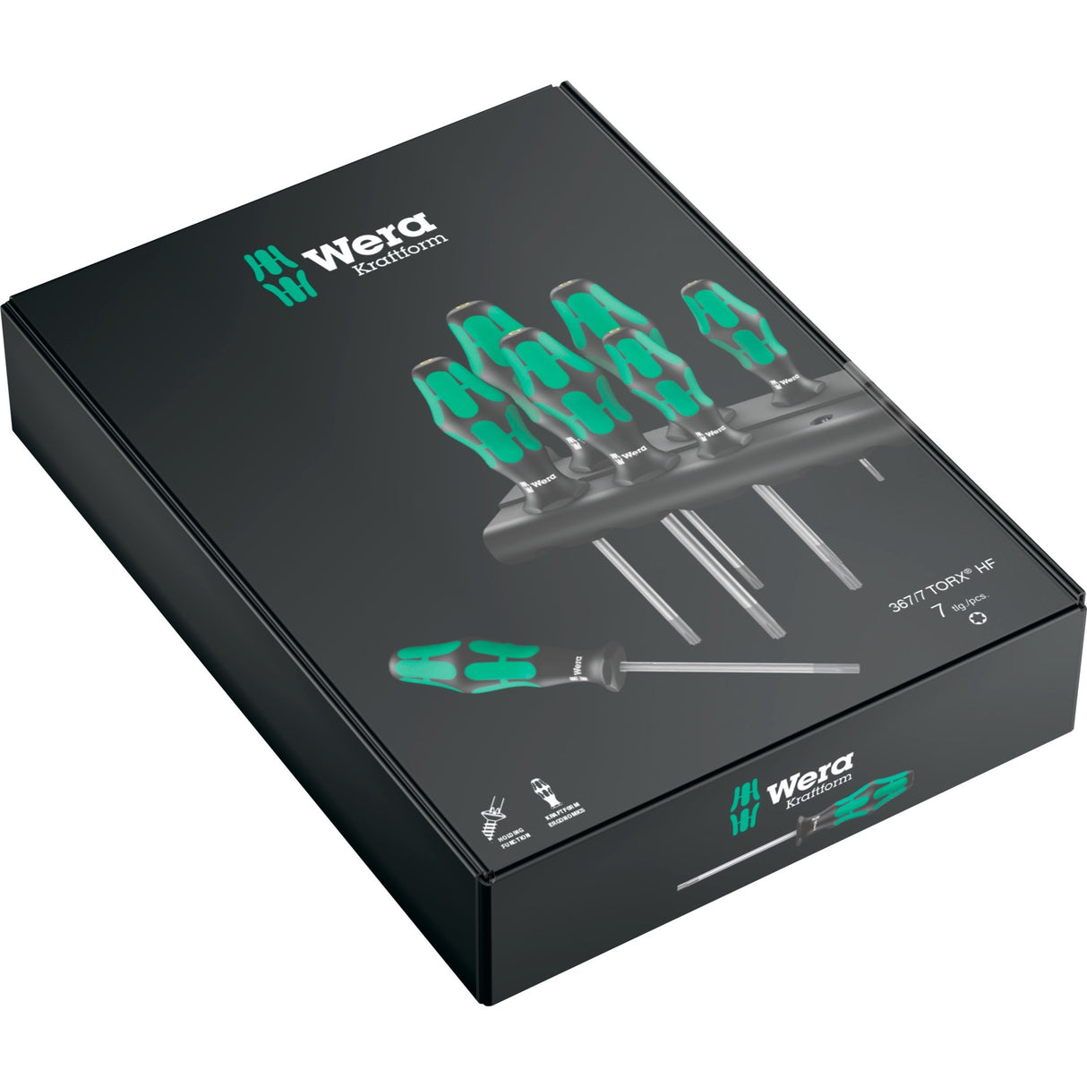 Wera 367 7 Torx HF skruetrækkersæt Kraftform Plus + stativ (sort grøn, 7-delt)