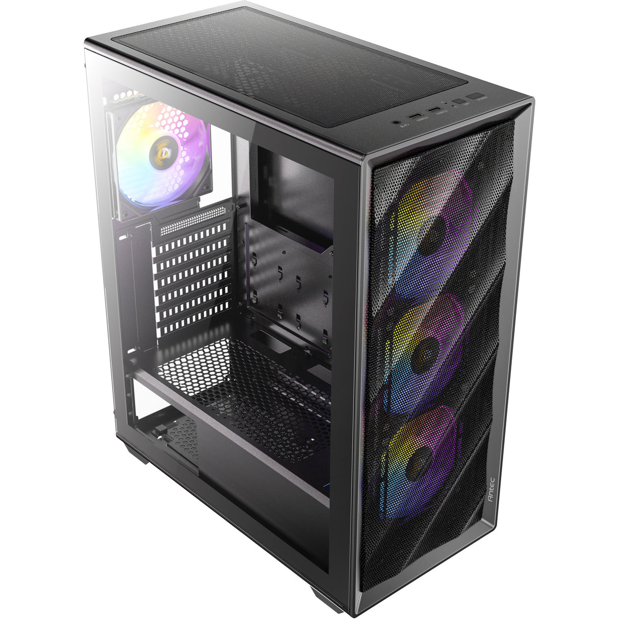 Antec ax85 argb midi tårnhus (sort | 2x usb-a | hærdet glas)