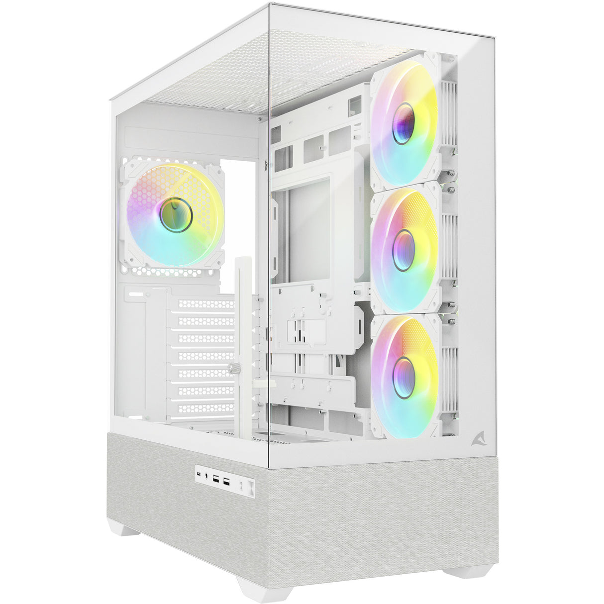 Sharkoon ak7 argb midi tårnhus (hvid | 2x USB-A | 1x USB-C | RGB | hærdet glas)