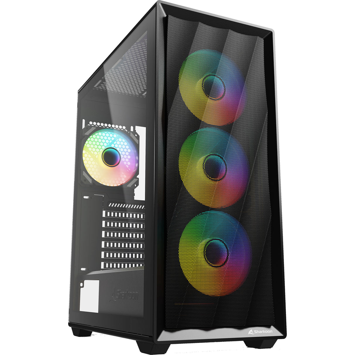 Sharkoon VK4 ARGB Midi Tower-hus (sort | 2x USB-A | RGB | hærdet glas)