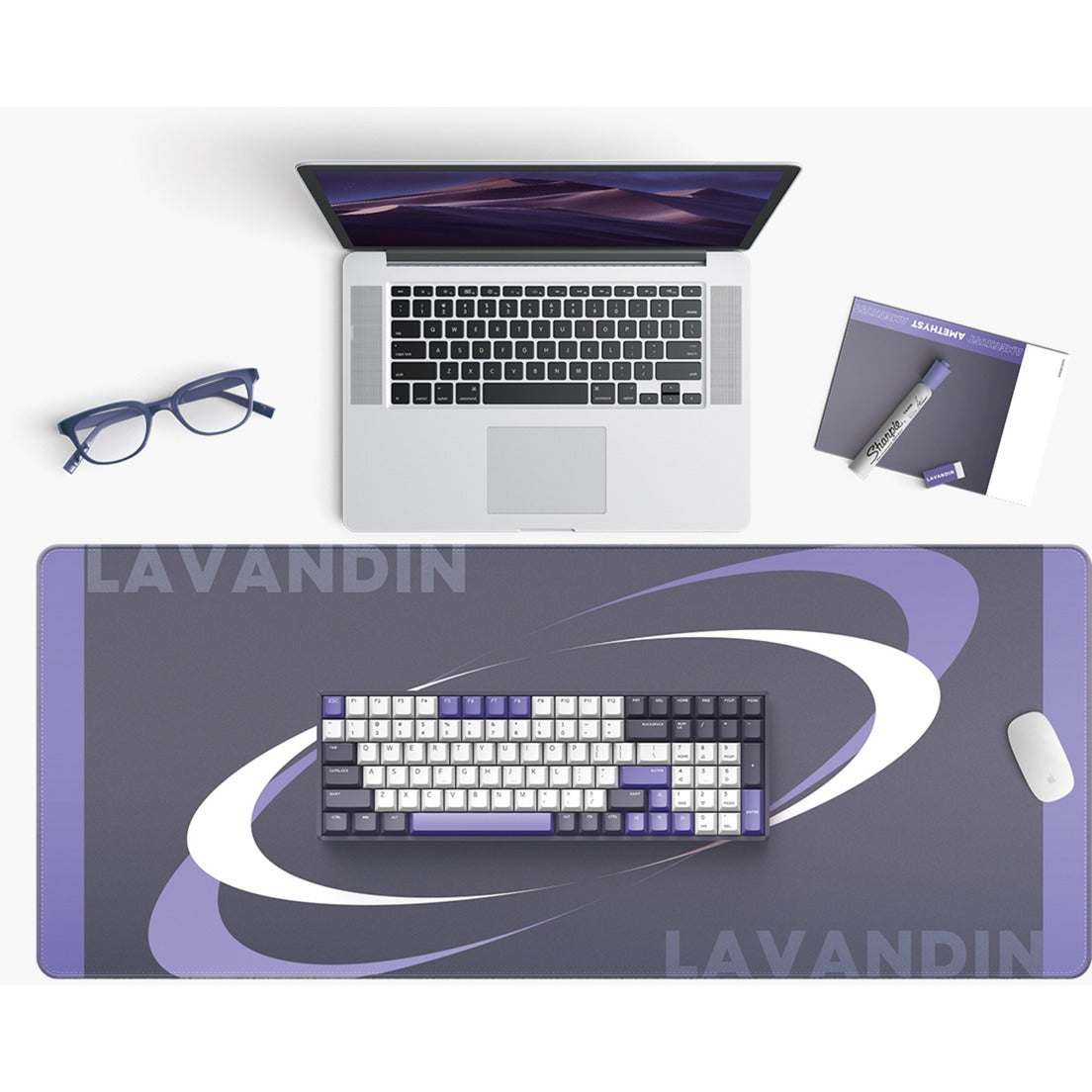 Iqunix f97 lavandin trådløst mekanisk tastatur (lavendel, us-layout (qwerty), cherry mx brown, 96%, rgb-lysdioder, hot-swappable, pbt, 2.4ghz | bluetooth 5.1 | usb-c)
