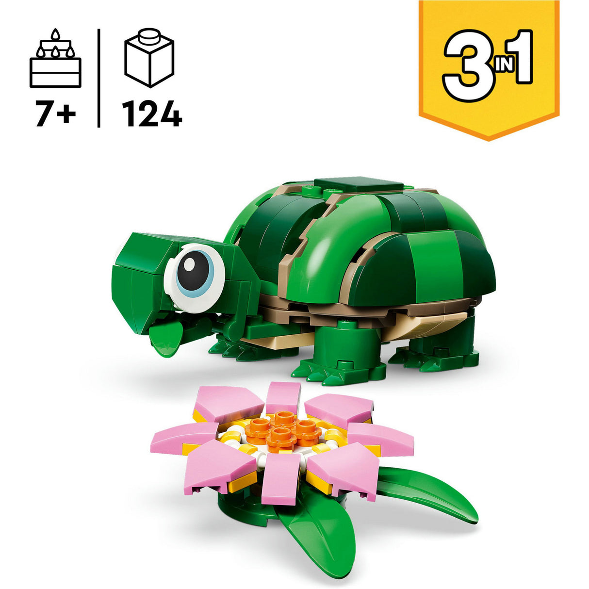 Lego ® creator 3-i-1 skildpadde med åkande - legetøjsmodel - omdannes til en kamæleon eller frø - 31377