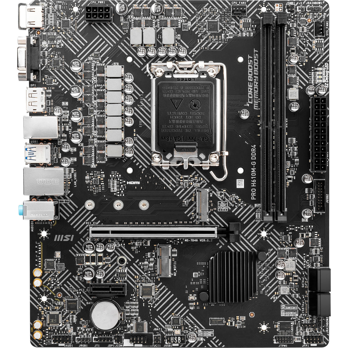 MSI Pro H610M-G DDR4 Socket 1700 bundkort (GB-LAN, lyd, µATX)