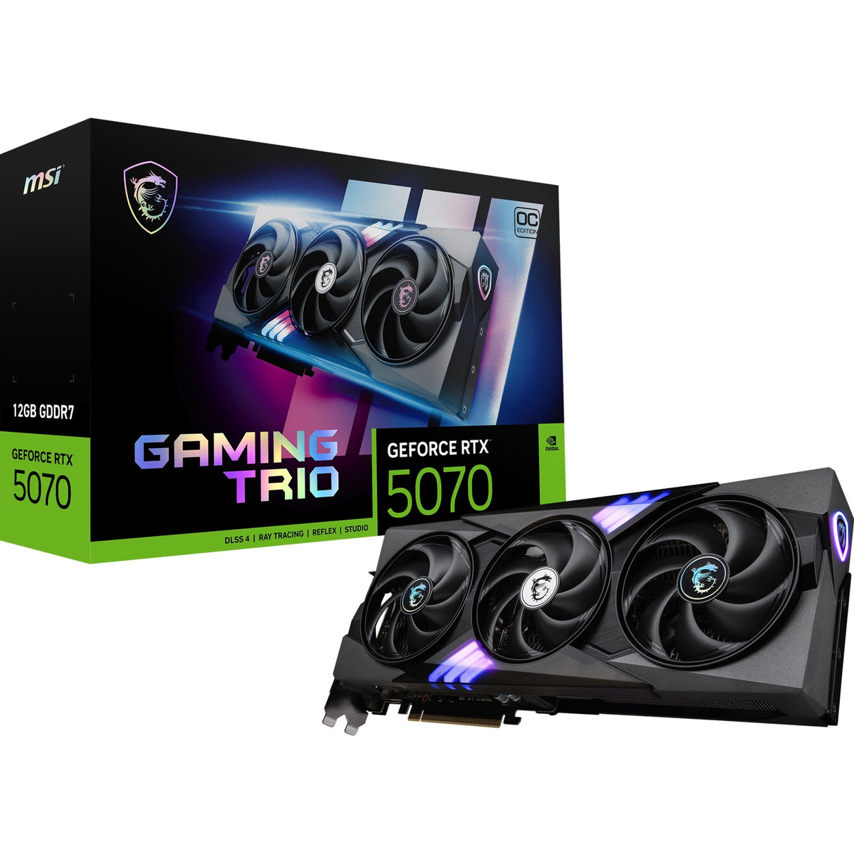 MSI GeForce RTX 5070 12G Gaming Trio OC grafikkort (3x skærmport, 1x HDMI)