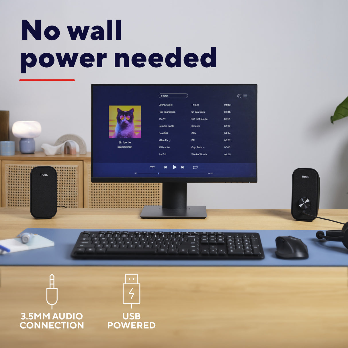 Trust ador 2.0-luidsprekerset pc-luidspreker (zwart grijs)