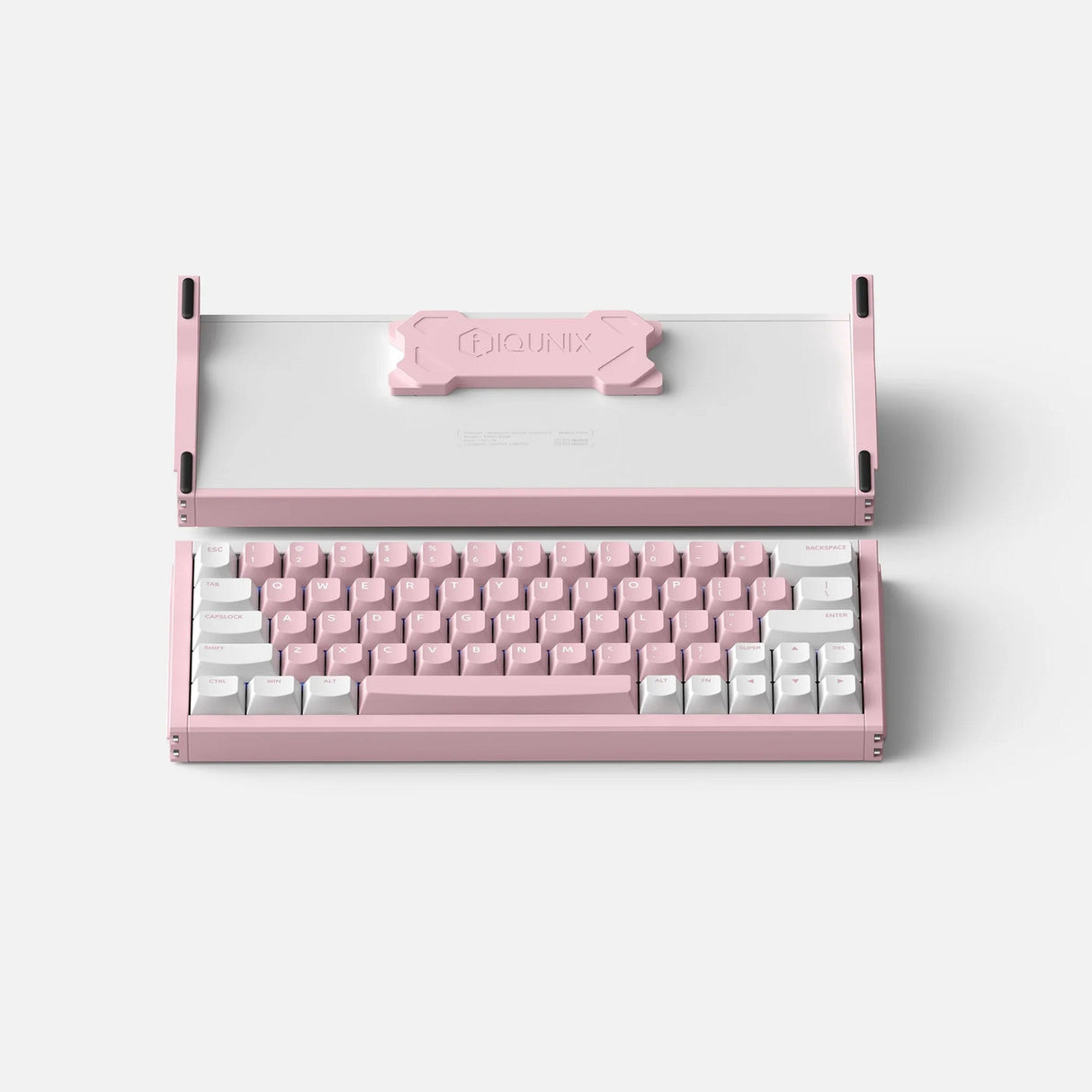 Iqunix ez63 pink magnetisk switch gaming tastatur (hvid, us layout (qwerty), gateron jade pro, 60%, rgb, double shot pbt keycaps)