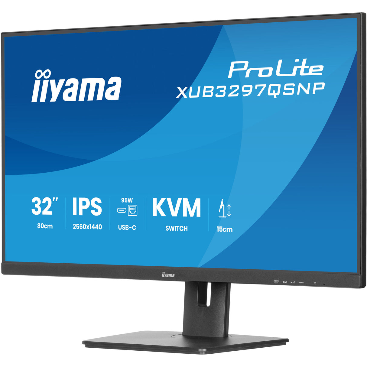 Iiyama prolite xub3297qsnp-b1 32 skærm (sort, HDMI, 2x skærmport, 2x USB-A, 2x USB-C, RJ-45)