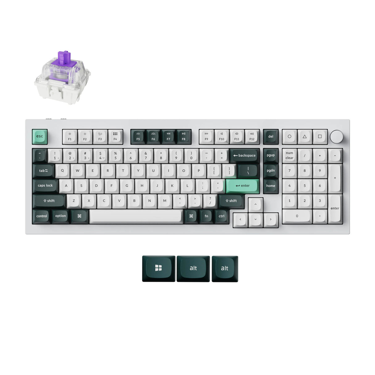 Keychron q5 he qmk trådløst brugerdefineret tastatur (hvidt, us-layout (qwerty), gateron dobbeltskinne magnetisk tåge, 96%, rgb lysdioder, osa double-shot pbt, hot swap, knop, 2.4ghz | bluetooth 5.1 | usb-c)