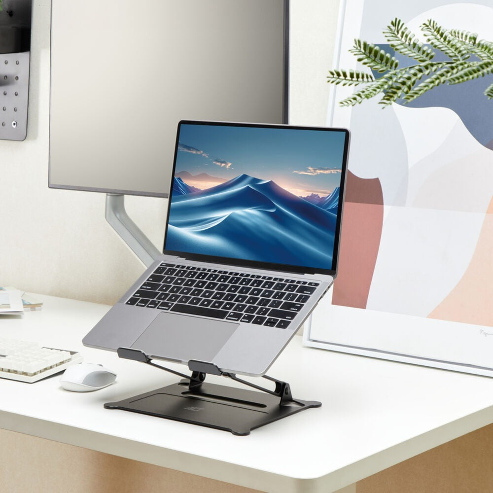 Act connectivity laptop stativ, aluminium, foldbar, trinløst højdejusterbar (sort)