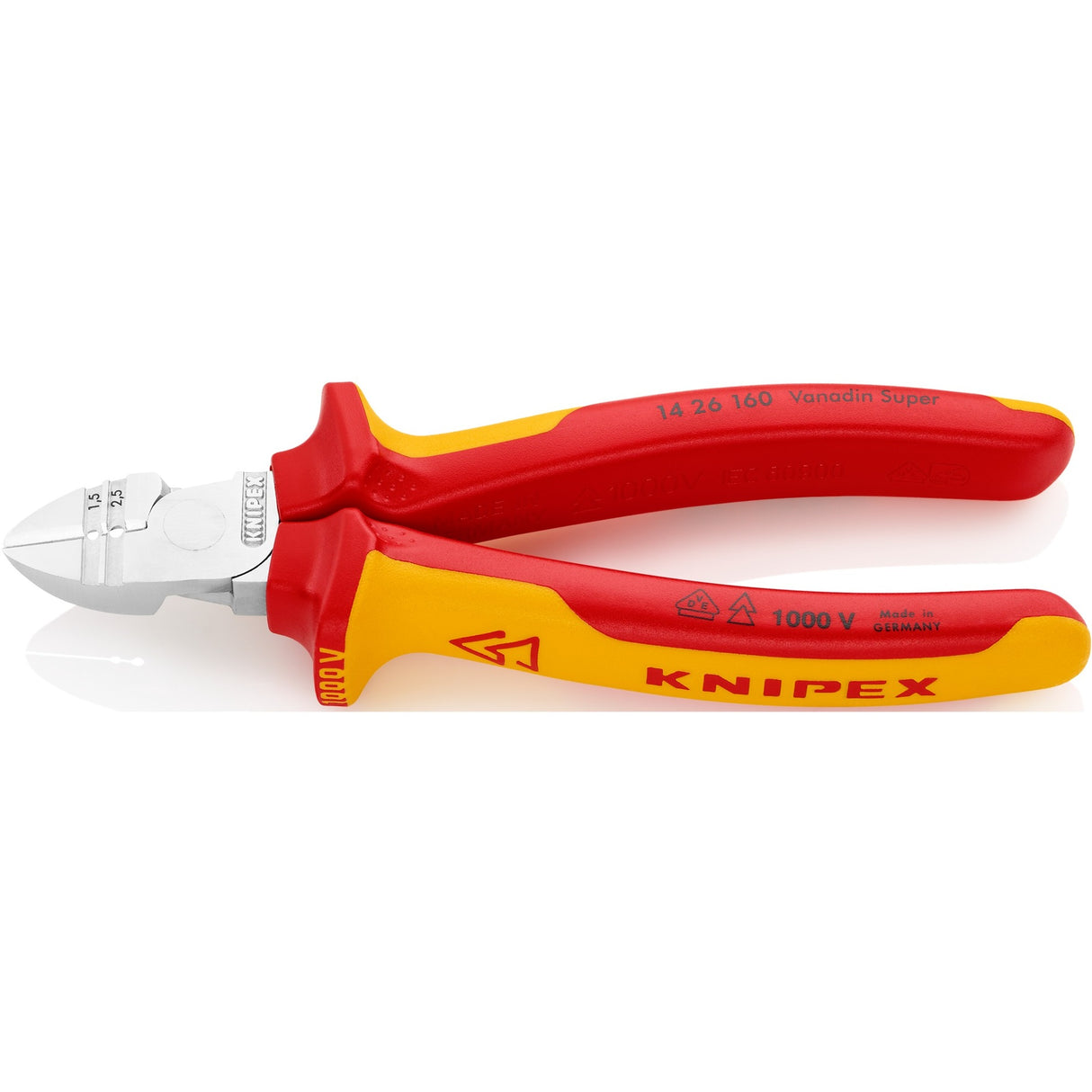 Knipex diagonal afisoleringstang 1426160 skæretang (rød gul)