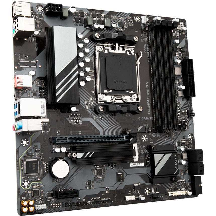Gigabyte a620m gaming x (rev. 1.0) socket am5 bundkort (sort grå, raid, gb-lan, lyd, µatx)