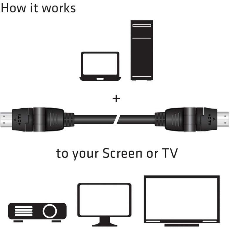 Club 3D HDMI 2.0 360° roterende kabel (sort, 2 meter, 4K 60Hz)