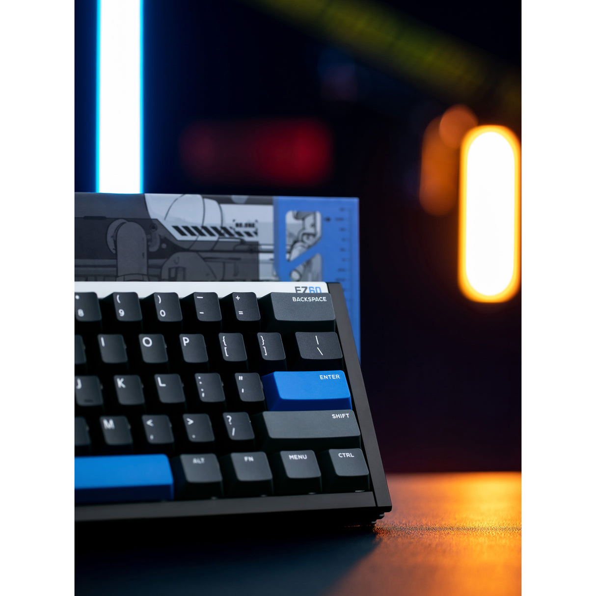 Iqunix ez60 magnetisk switch gaming tastatur (sort, us layout (qwerty), gateron star trail, 60%, rgb, double shot pbt keycaps)