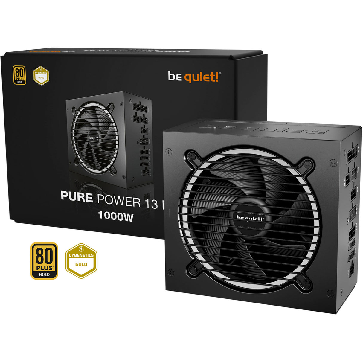 Vær stille! ren effekt 13 m modulær 1000 watt strømforsyning (sort, 1x 12v-2x6, 4x pcie)