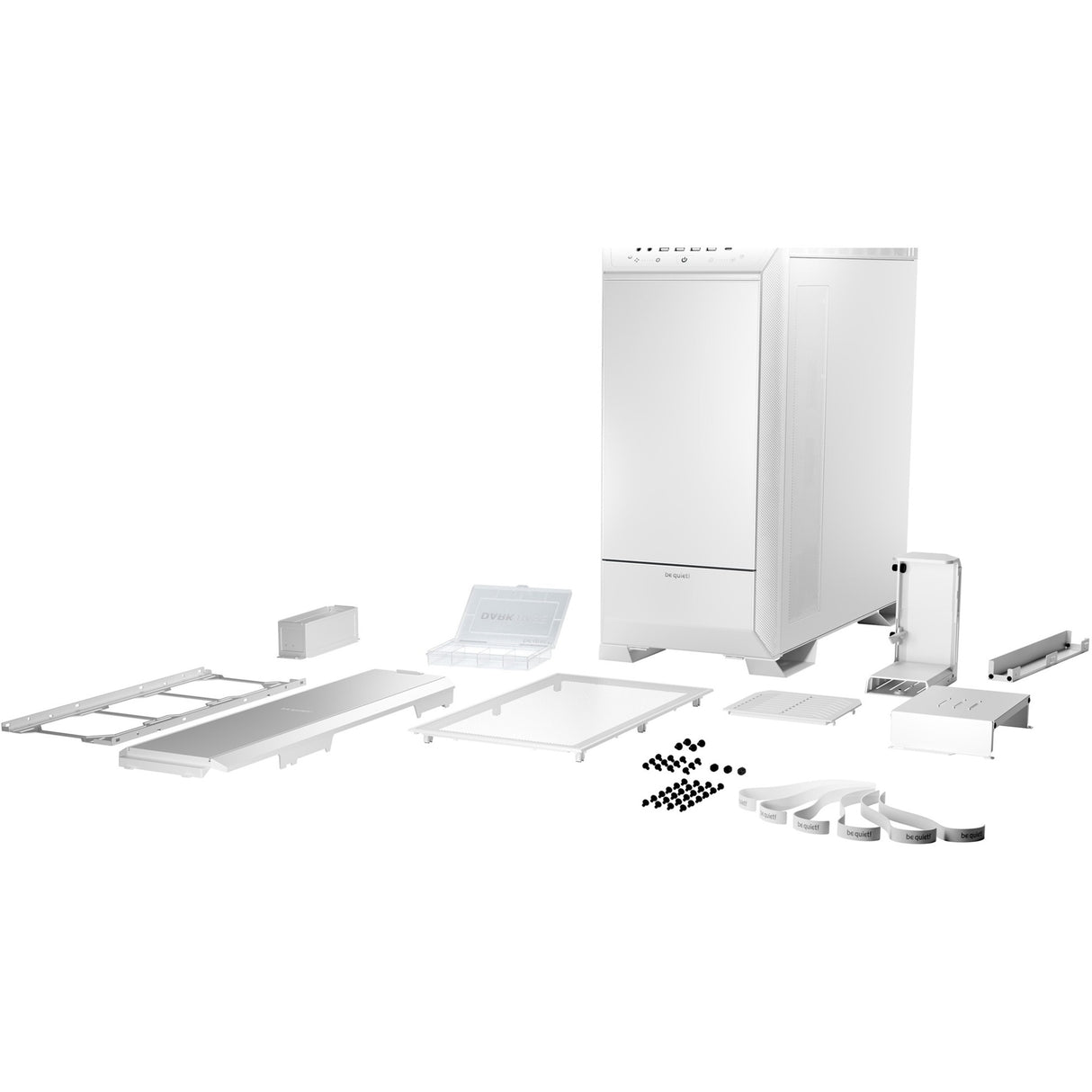 Vær stille! dark base pro 901 stort tårnhus (hvid | 4x USB-A | 1x USB-C | RGB | hærdet glas)