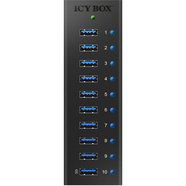 Icy box ib-ac6110 USB-hub (sort, 10x USB 3.0-porte)
