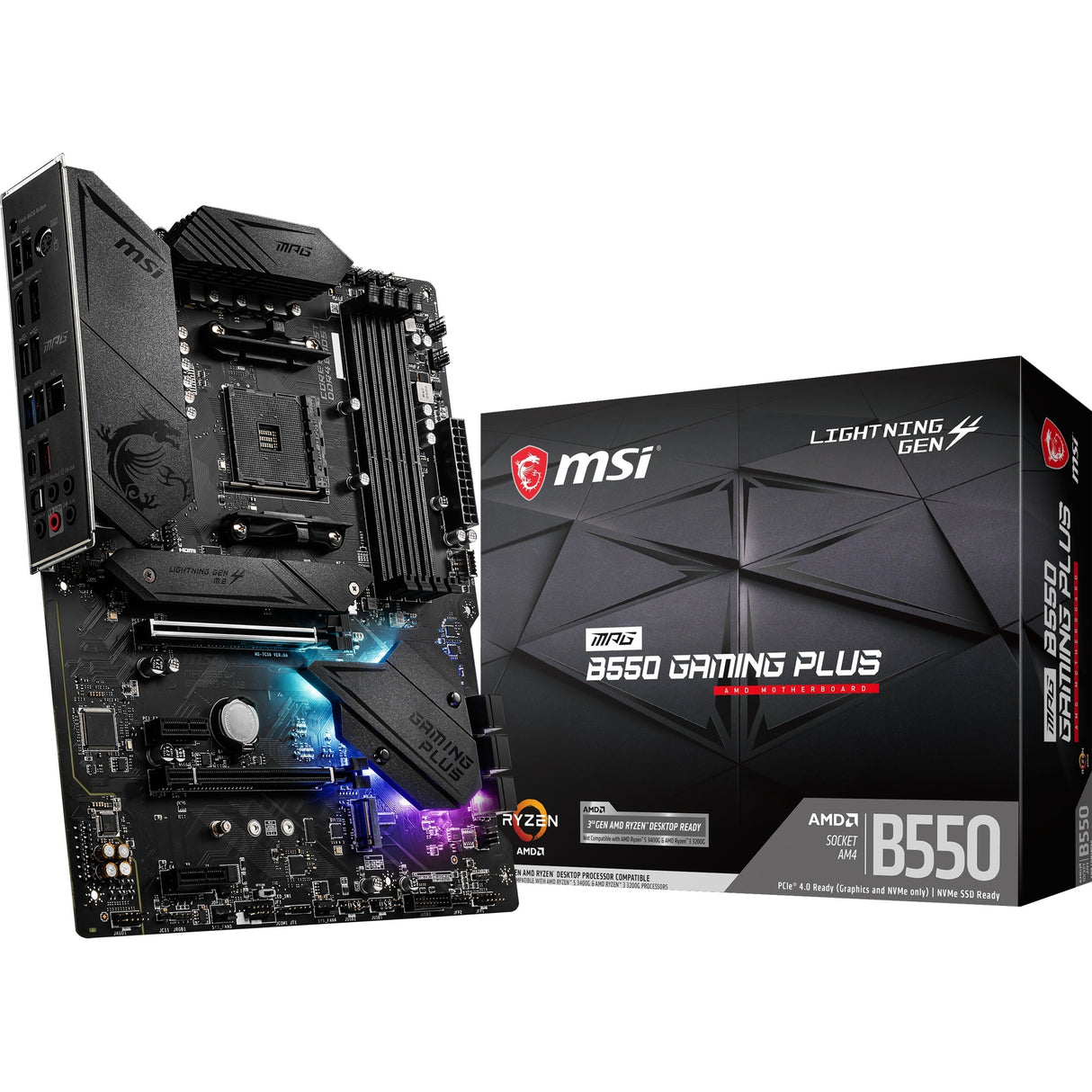 MSI MPG B550 Gaming Plus Socket AM4 bundkort (sort, RAID, GB-LAN, lyd, ATX)