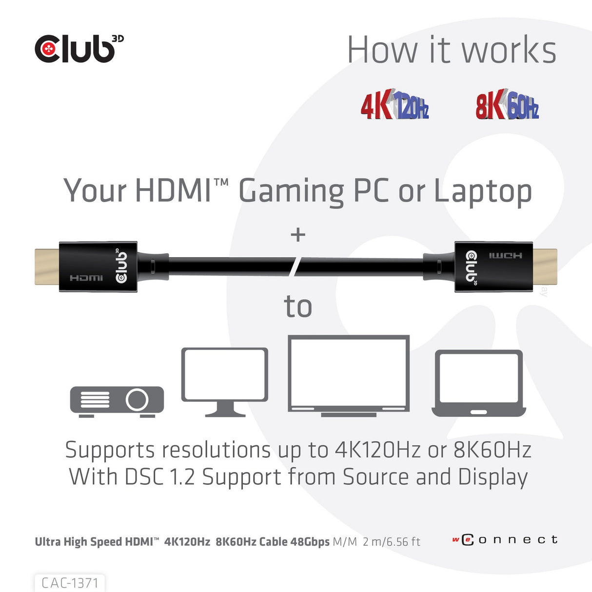 Club 3D ultra højhastigheds HDMI-kabel (sort, 1 meter, 4K 120Hz, 8K 60Hz, 48Gbps)