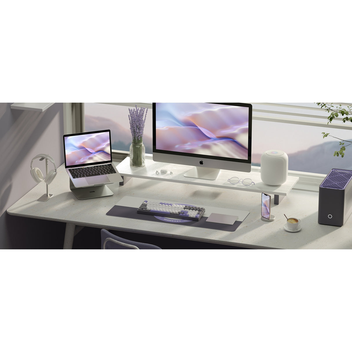 Iqunix f97 lavandin trådløst mekanisk tastatur (lavendel, us-layout (qwerty), cherry mx silent red, 96%, rgb-lysdioder, hot-swappable, pbt, 2.4ghz | bluetooth 5.1 | usb-c)
