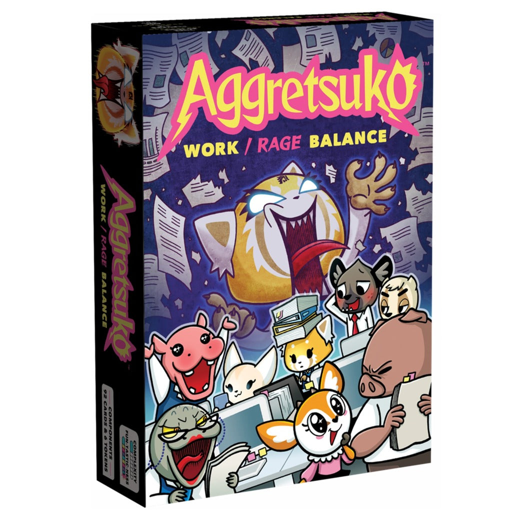 Europæisk spillernetværk aggretsuko: work rage balance kortspil (engelsk, 3 - 6 spillere, 30 minutter, fra 10 år)
