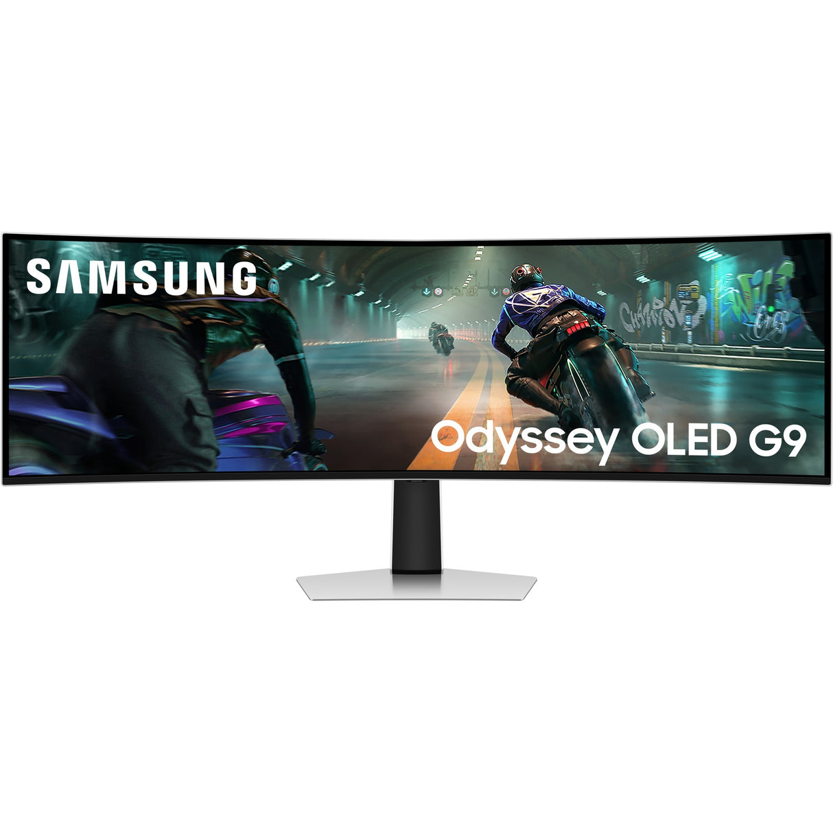 Samsung Odyssey OLED G9 G91SD 49 buet ultrabred gaming-skærm (sølv, HDMI, micro HDMI, skærmport, 3x USB-C, 144 Hz)