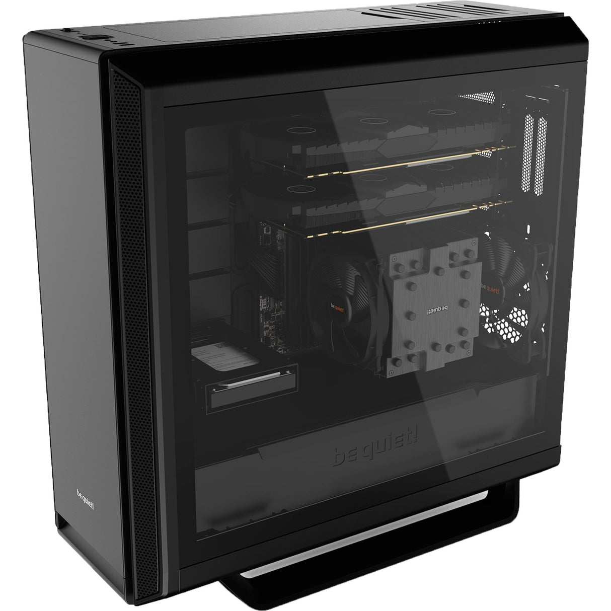Vær stille! silent base 802 vindue midi tårnhus (sort | 2x USB-A | 1x USB-C | vindue)