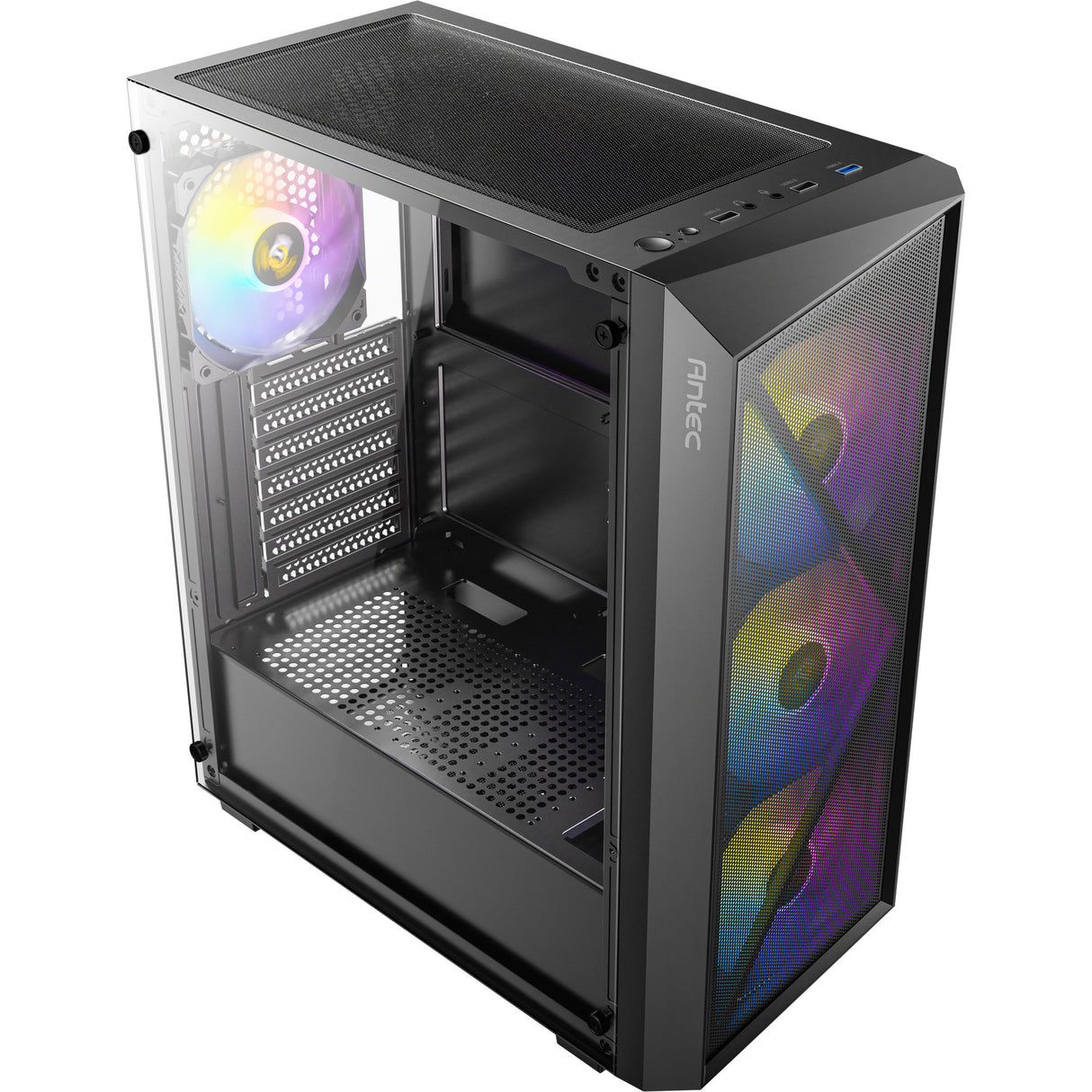 Antec ax67 argb midi tårnhus (sort | 3x usb-a | hærdet glas)
