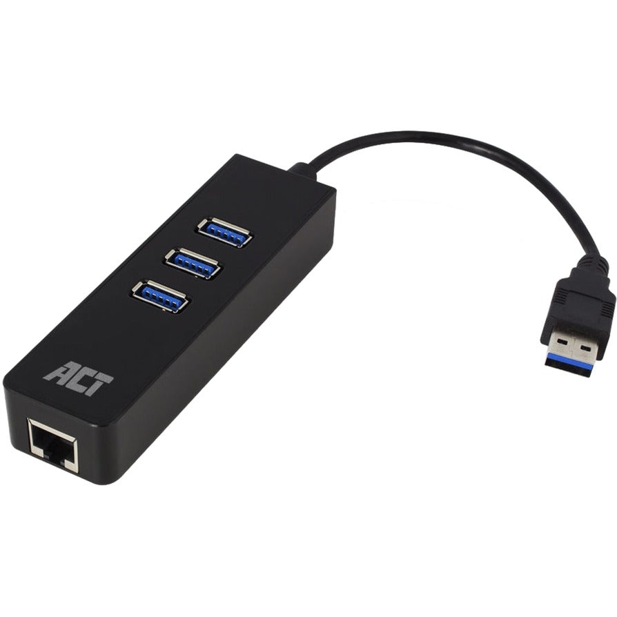 Act-tilslutning ac6310 USB-hub 3.2 med 3 USB-A-porte og Ethernet USB-hub (sort)