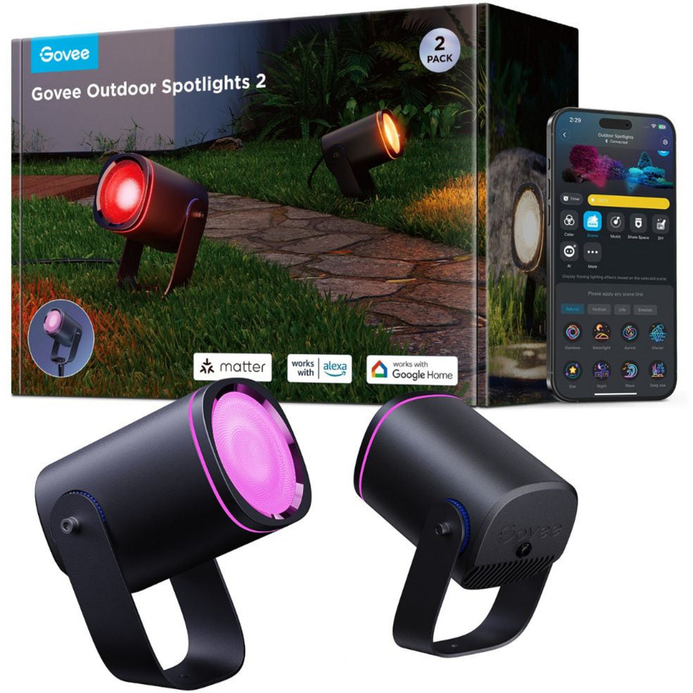Govee smarte udendørs spotlights betyder noget rgbicww - 2-pack havespots