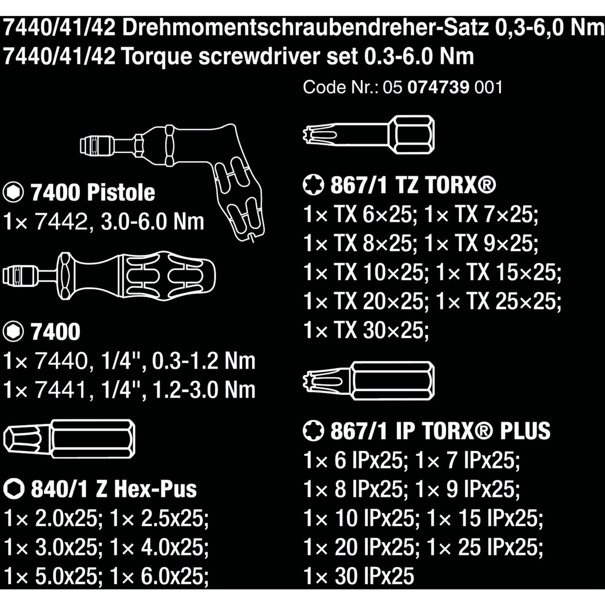 Wera 7440 41 42 Kraftform momentskruetrækkersæt 0,3-6,0nm (sort grøn, 27 stykker, med Rapidaptor nøglefri borepatron)