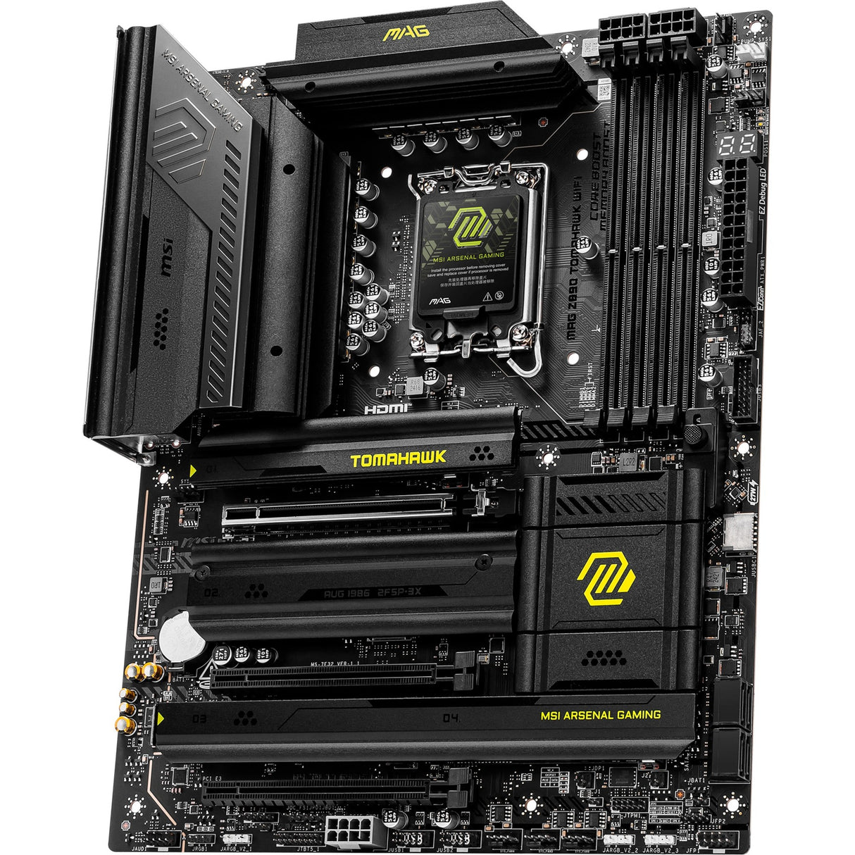 MSI Mag Z890 Tomahawk WiFi Socket 1851 bundkort (sort gul, RAID, 5GB-LAN, WiFi 7, BT, lyd, ATX)