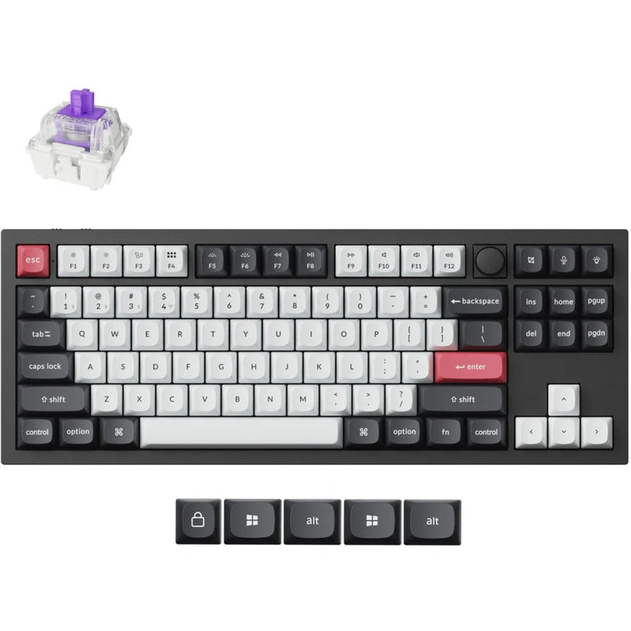 Keychron q3 he qmk-m1 rgb mekanisk tastatur (sort, us layout (qwerty), gateron dobbeltskinne magnetisk tåge, 80% (tkl), rgb lysdioder, osa double-shot pbt, hot swap, knop, 2.4ghz | bluetooth 5.1 | usb-c)