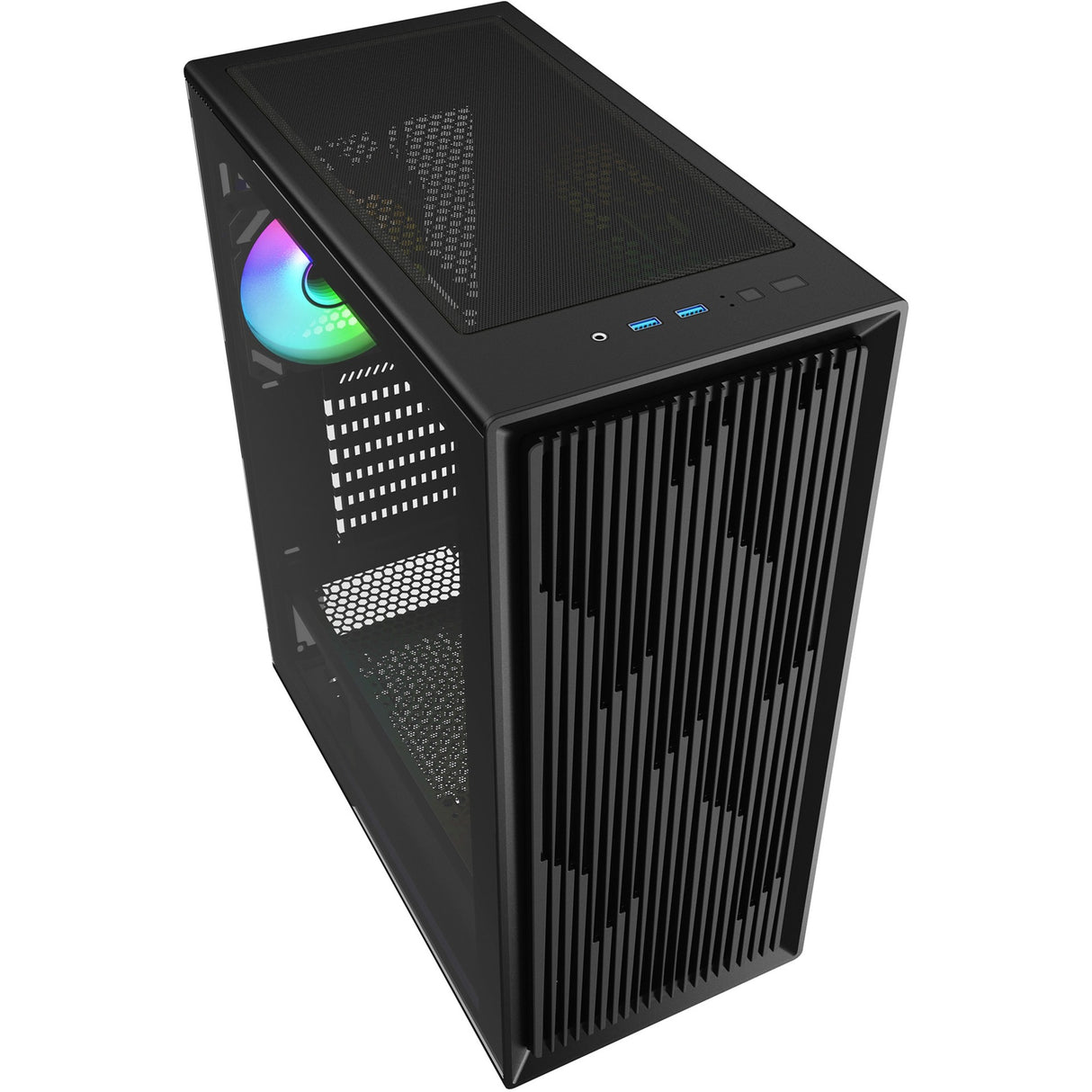Sharkoon VK2 RGB MIDI Tower-hus (sort | 2x USB-A | RGB | hærdet glas)