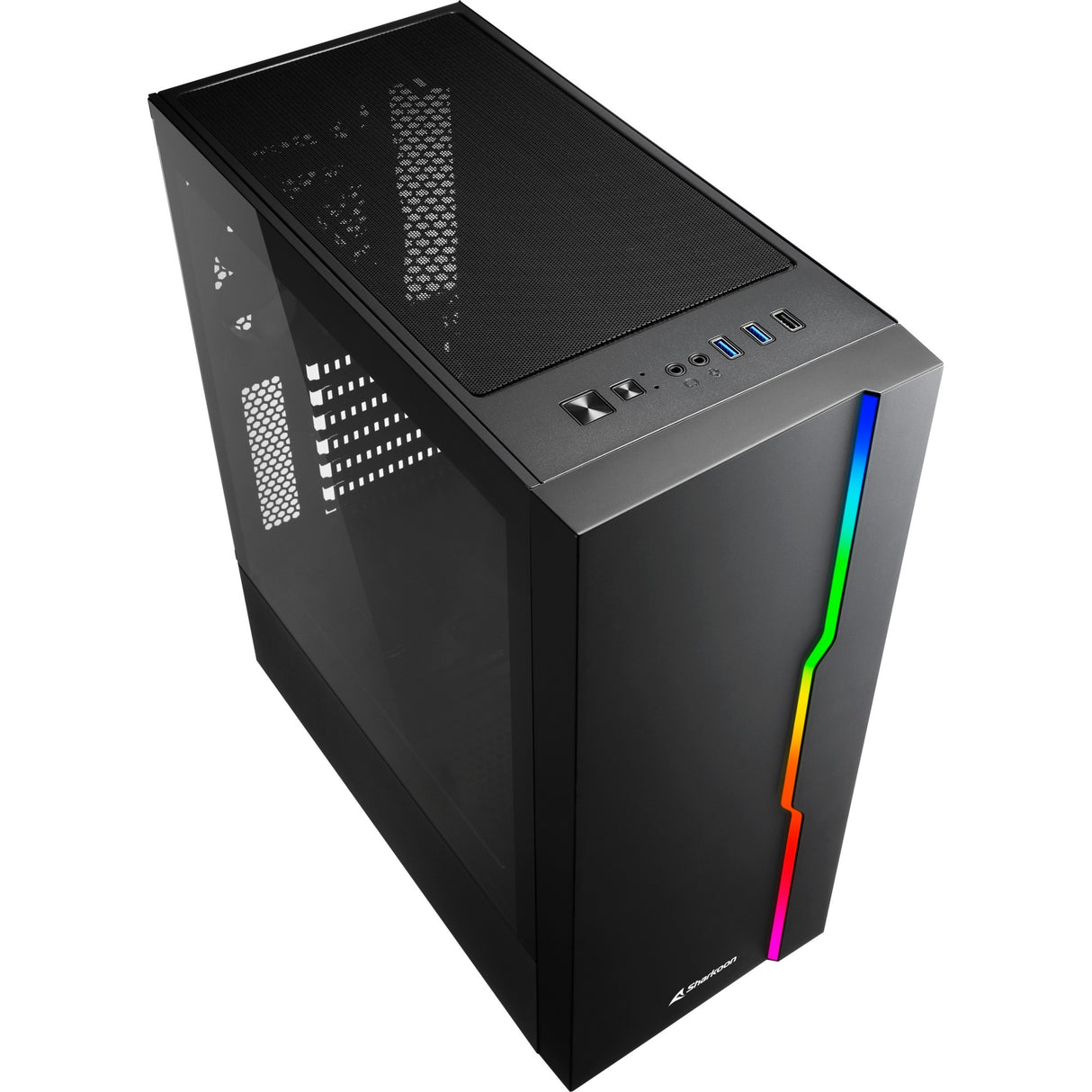 Sharkoon rgb skyder midi tårnhus (sort | 3x usb-a | rgb | hærdet glas)