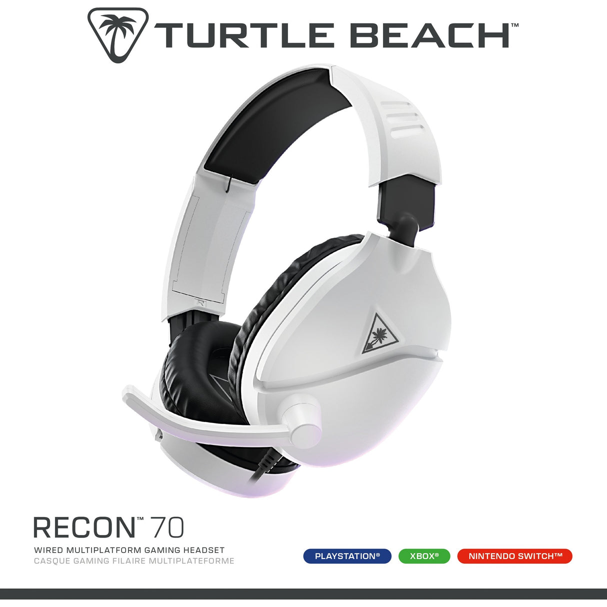 Turtle beach ear force recon 70p hvid (2024) over-ear gaming headset (hvid, ps4, ps5, xbox series x|s, xbox one, switch, pc, mobil)