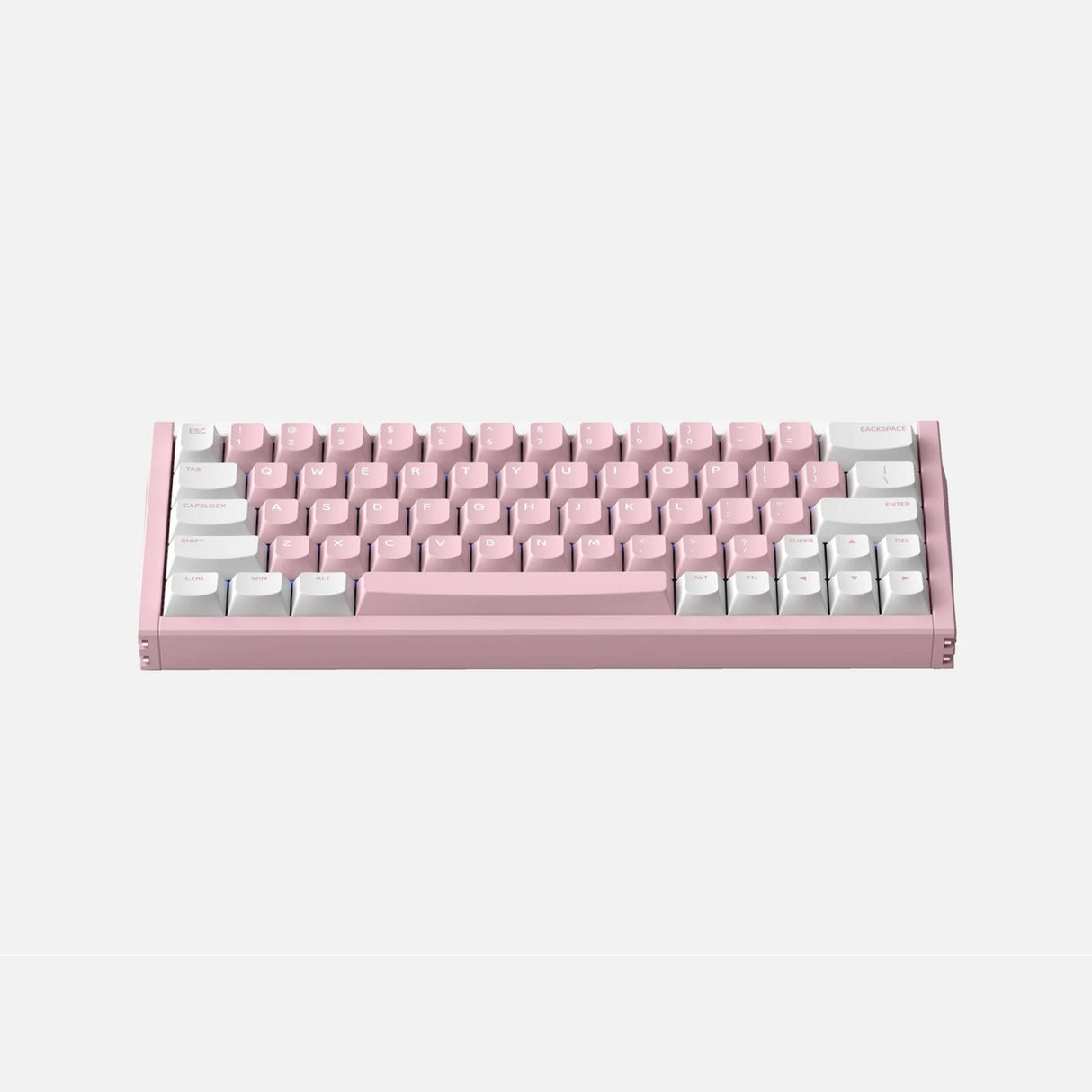 Iqunix ez63 pink magnetisk switch gaming tastatur (hvid, us layout (qwerty), gateron jade pro, 60%, rgb, double shot pbt keycaps)