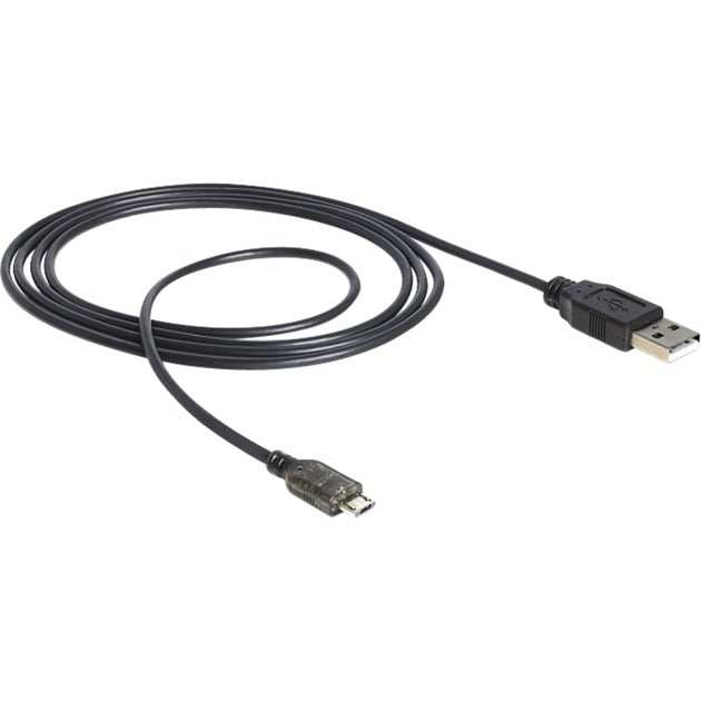 Delock USB-A > micro USB-B med LED-kabel (sort, 1,5 meter)