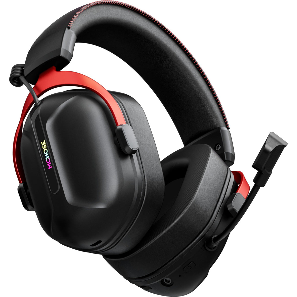 Mchose s9 pro trådløst over-ear gaming headset (sort rød, pc laptop playstation switch smartphone, 2,4 g bluetooth kablet type-c)