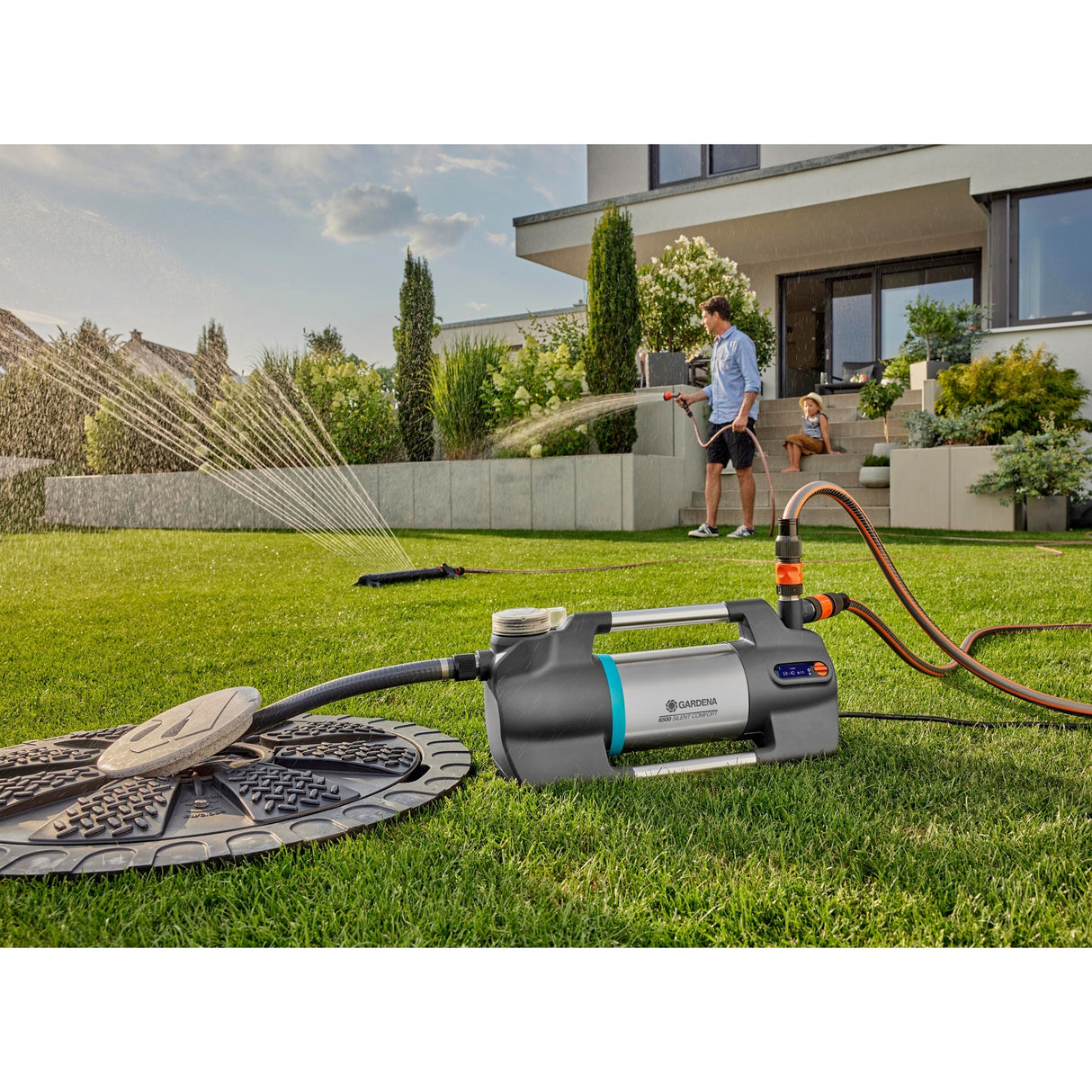 Gardena vandingspumpe 6500 silentcomfort (mørkegrå rustfrit stål, 1300 watt | Bluetooth)