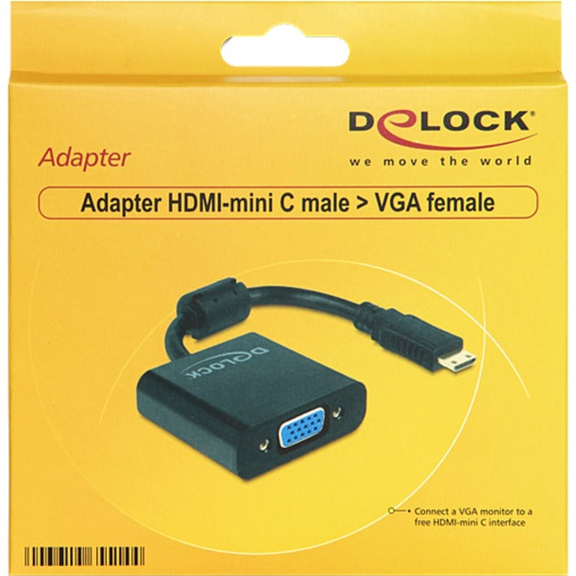 Delock mini HDMI-C (han) > VGA (hun) adapter (sort, 0,24 meter)
