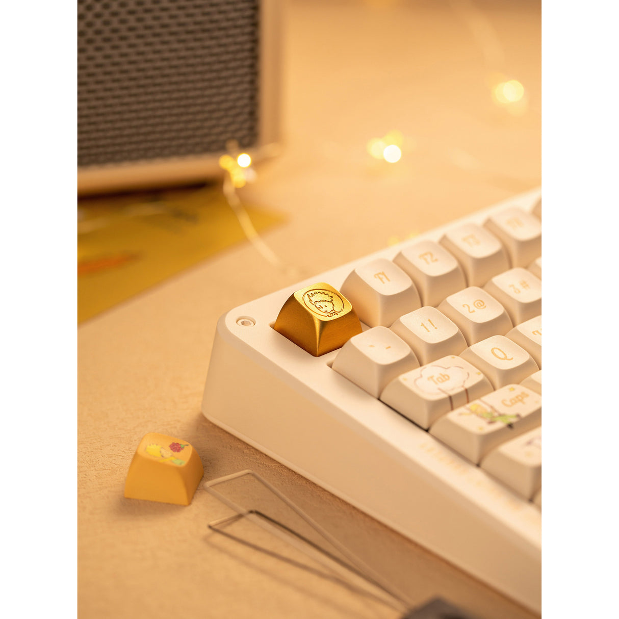 Iqunix zx75 sunset ponder trådløst mekanisk tastatur (lysegult, amerikansk layout (QWERTY), Iqunix silent rose, 75%, RGB LED'er, hot-swappable, double-shot PBT, 2,4GHz | Bluetooth 5.1 | USB-C)