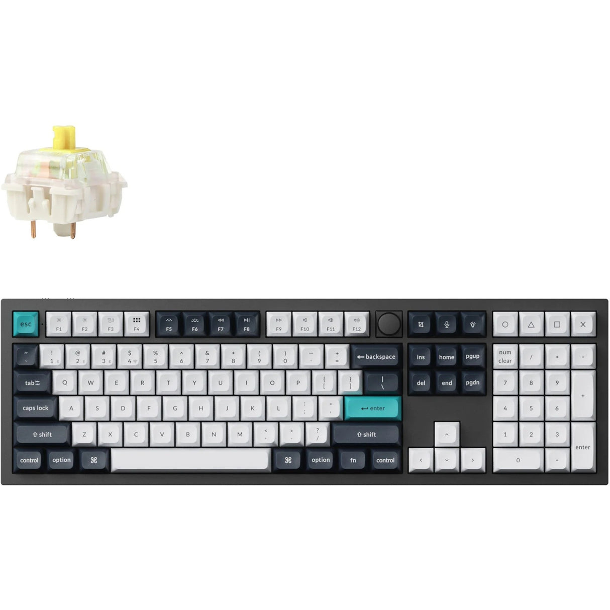 Keychron Q6 Max-M4 RGB mekanisk tastatur (sort, amerikansk layout (QWERTY), Gateron Jupiter Banana, 100%, RGB LED'er, KSA double-shot PBT, hot swap, knap, 2,4GHz | Bluetooth 5.1 | USB-C)