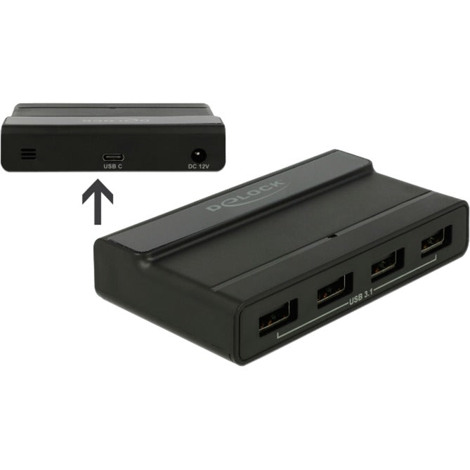 Delock external USB 3.2 gen 2 4 port hub 10Gbps USB hub (black)